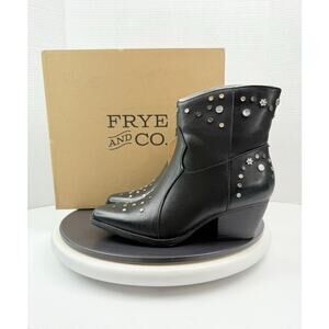 Frye And Co. Synclair Womens Size 6M Black Cowboy Ankle Boots Rhinestone Booties